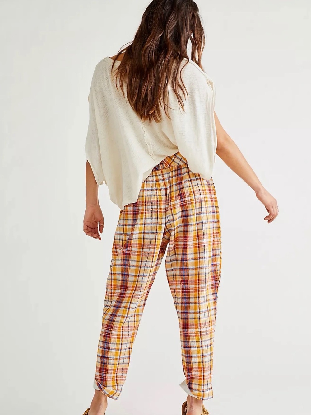 FREE PEOPLE Women’s Plaid Trousers - Picture 4 of 8